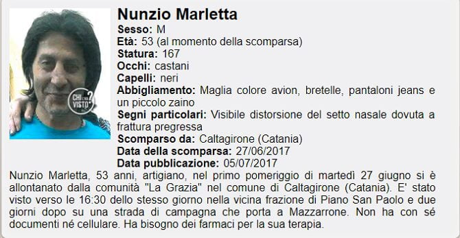 Belpasso. Appello del sindaco per Nuccio Marletta, scomparso da sette mesi