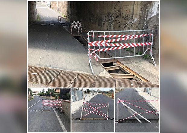 Santa Maria di Licodia, sparite alcune grate ferrose delle caditoie dell’acqua piovana