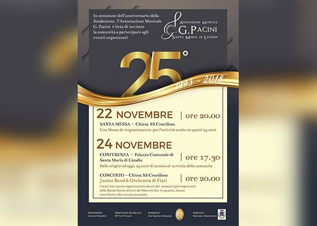 Santa Maria di Licodia. Nozze d’argento per la banda “G. Pacini”