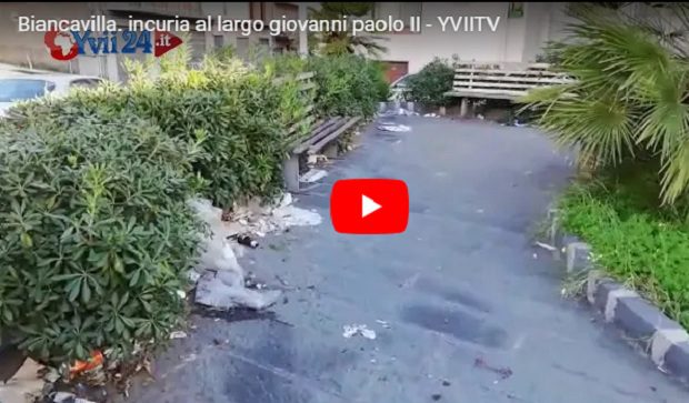Biancavilla. Il degrado di largo Giovanni Paolo II