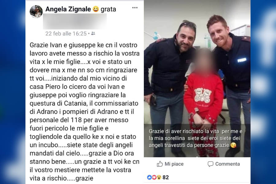 Adrano. «Grazie angeli per aver salvato le mie figlie»