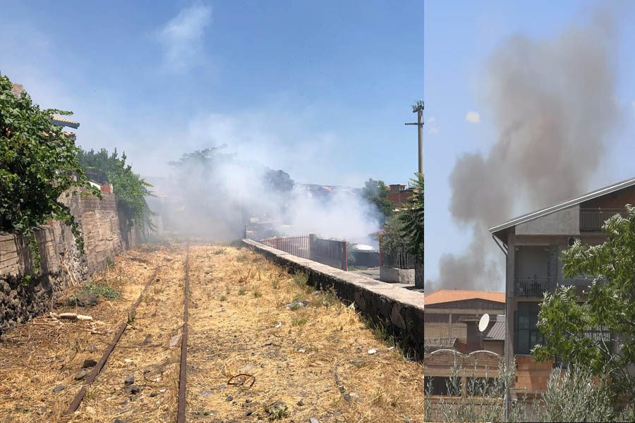 Biancavilla, doppio incendio in via della Montagna e in via Solaris