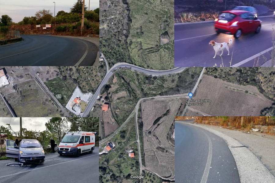 Belpasso. Asfalto bagnato, due incidenti alla curva di “Cisterna Regina”