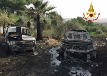 Santa Maria di Licodia. In fiamme alcune auto parcheggiate in un piazzale in Contrada Canneto