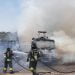 Biancavilla. In fiamme camion di una ditta trasporti