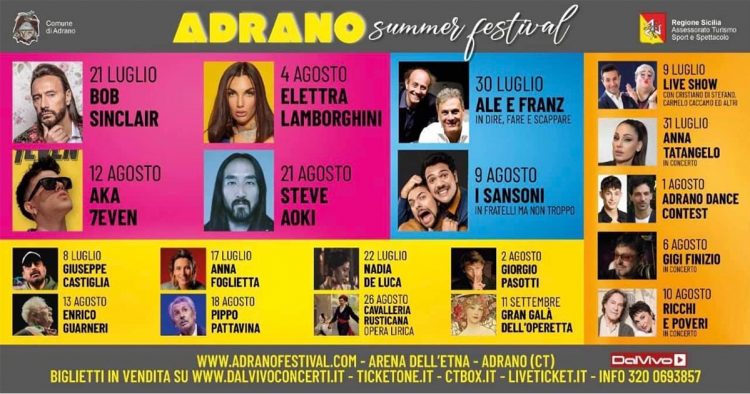 Tanti spettacoli con nomi di spicco per la “Adrano summer fest”