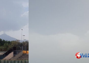 una coltre di foschia proveniente dall’Etna