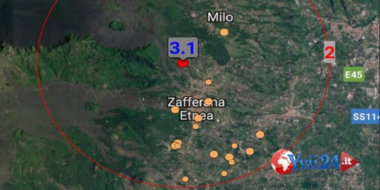Prov. Catania. Scossa di terremoto nei pressi di Zafferana Etnea