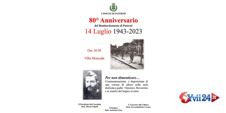 Paternò. Commemorazione dei bombardamenti del 14 luglio 1943