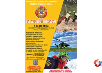 La presidenza regionale del Soccorso Alpino e Speleologico siciliano procederà a delle selezioni nei giorni 7 e 8 ottobre