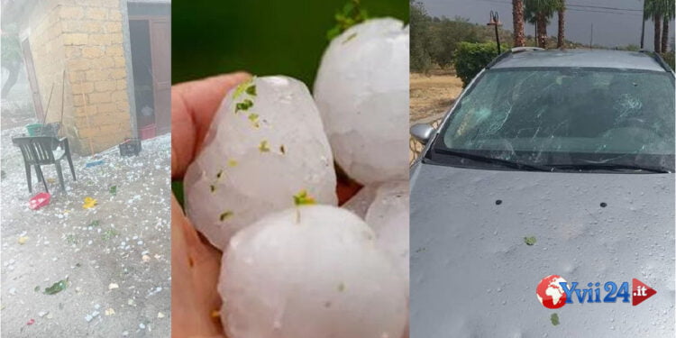 Una grandinata con pezzi come palle da tennis ieri pomeriggio a San Biagio Platani e Ribera in provincia di Agrigento. Danni ingenti