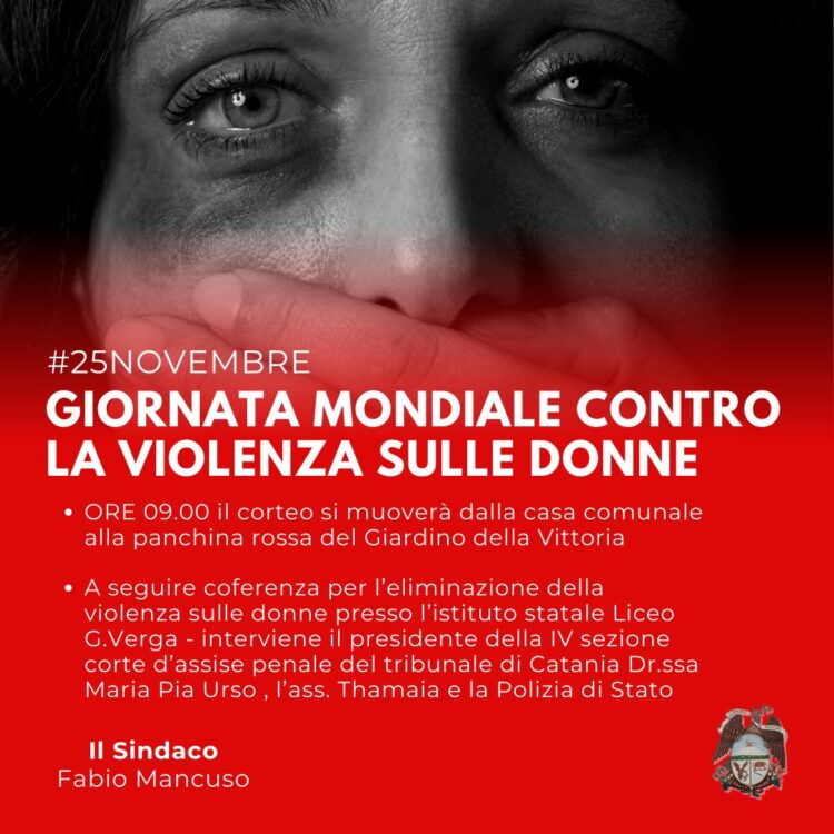 Nella Giornata mondiale contro la violenza sulle donne alle ore 9,00 un corteo si muoverà dalla Casa comunale al Giardino delle Vittorie