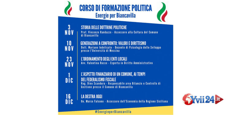 Dal 3 novembre partirà a Biancavilla un corso gratuito di formazione politica promosso dal Gruppo “Energie per Biancavilla”