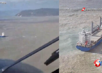 La Guardia Costiera di La Spezia ha monitorato costantemente la nave riuscendo nonostante il mare mosso a guidala in porto (VIDEO)