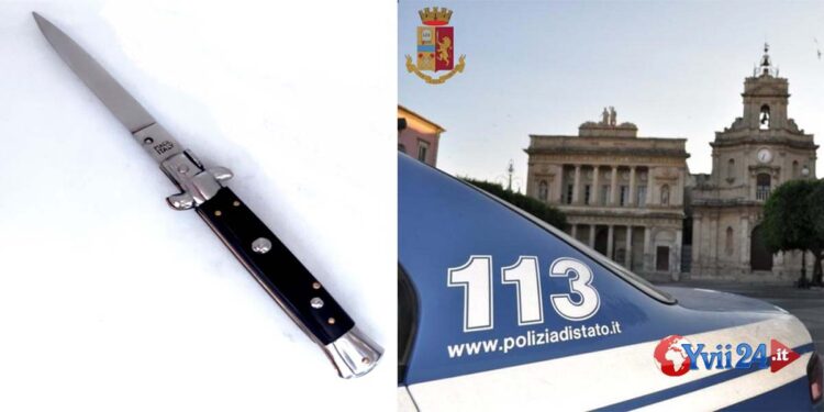 Il Commissariato di Vittoria ha denunciato un pregiudicato vittoriese che cercava di intrufolarsi tra i tifosi allo stadio con un coltello