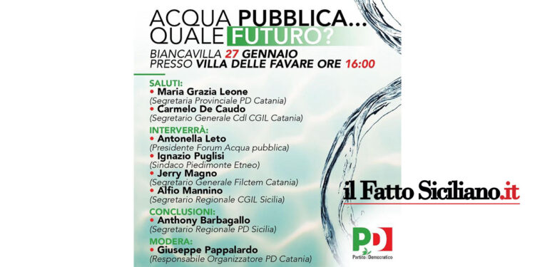 Il Partito Democratico di Biancavilla organizza oggi, alle ore 16 presso Villa delle Favare, un dibattito sul futuro dell’acqua pubblica