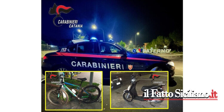 I CC di Paternò hanno intercettato due giovani del luogo che avevano appena rubato uno scooter ed una bici da un garage