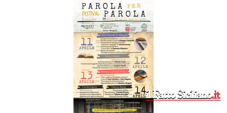 Il sindaco di Belpasso, Carlo Caputo, annuncia Il festival “Parola per Parola” si svolgerà dall’11 al 14 aprile 2024