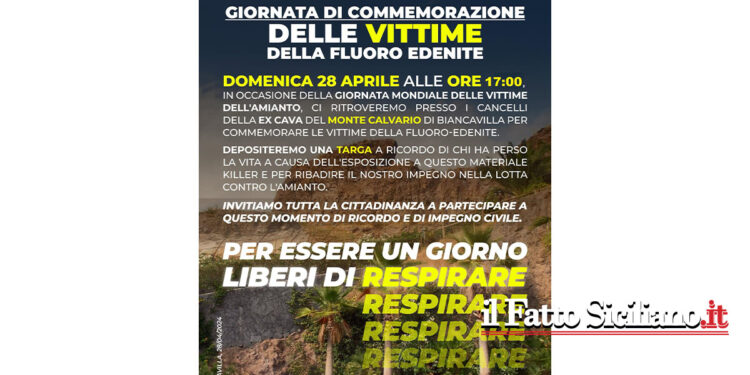 Domenica 28 Aprile è la giornata mondiale delle Vittime dell'Amianto. A Biancavilla si ricordano i morti in città per la Fluoro-Edenite