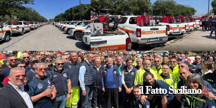 Consegnati ieri a Palermo 70 pick-up ai volontari della Protezione civile delle nove province siciliane per contrastare gli incendi