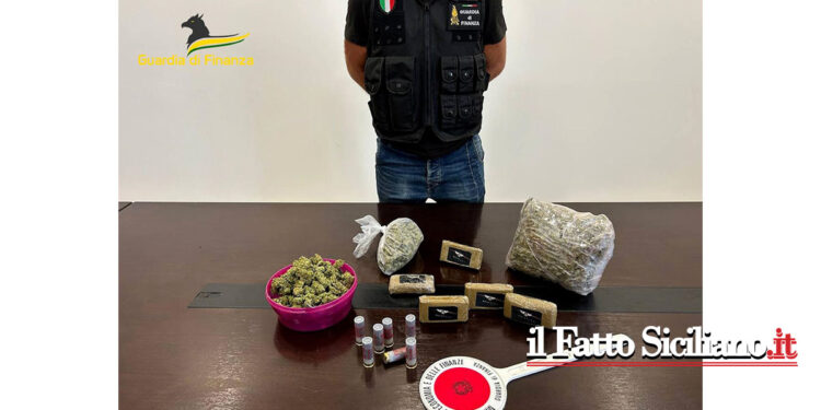 Arrestato dalla GdF di Catania per detenzione di involucri e panetti contenenti marijuana e hashish e di munizioni calibro 12