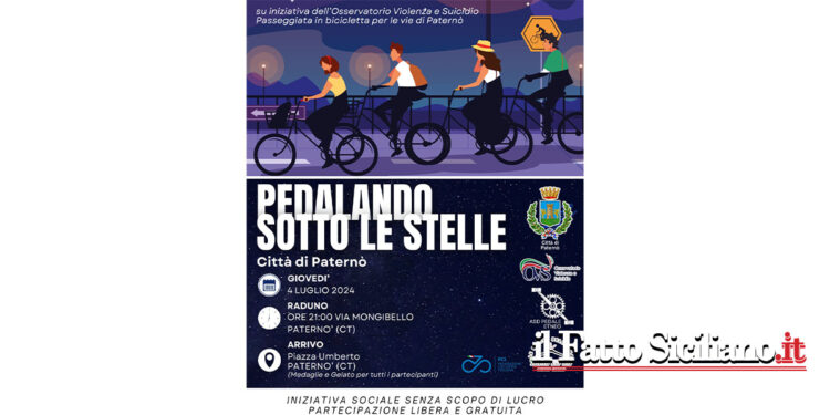 Pedalando sotto le stelle, un evento organizzato a Paternò per il 4 luglio p.v. dall’Osservatorio nazionale paternese violenza e suicidio