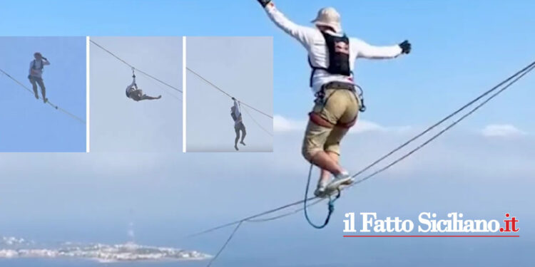 L’impresa è dell’atleta estone Jaan Roose che ha valicato lo Stretto di Messina su un ponte fatto di una fune lunga 3600 metri